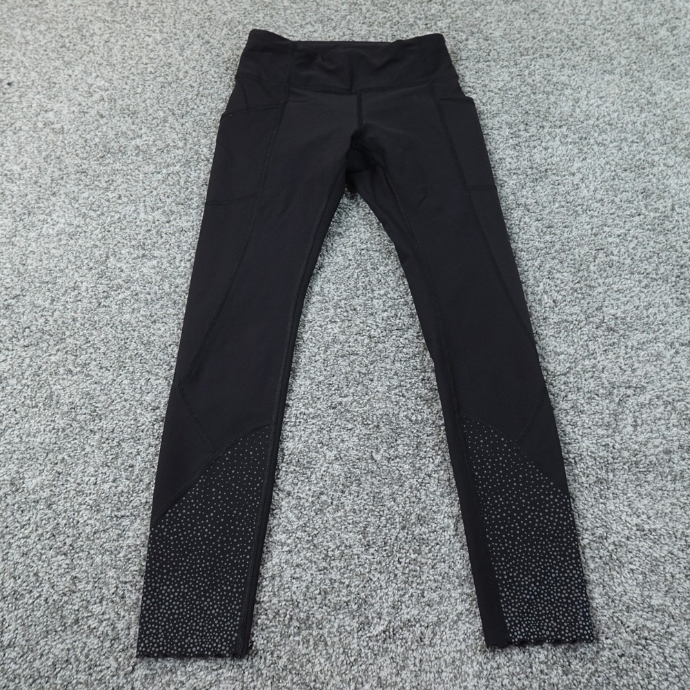 Lululemon Leggings Womens 4 Black Reflective Yoga Pants Gym Workout Tight Run